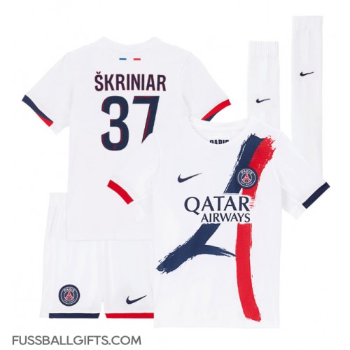 Paris Saint-Germain Milan Skriniar #37 Fußballbekleidung Auswärtstrikot Kinder 2024-25 Kurzarm (+ kurze hosen)